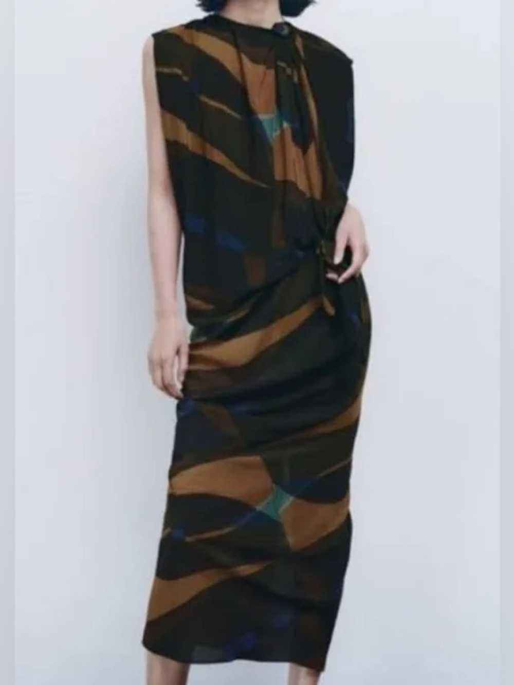 NWT Zara Dresses | Brown and Black Women’s Geometric Maxi Dress - Picture 1 of 6